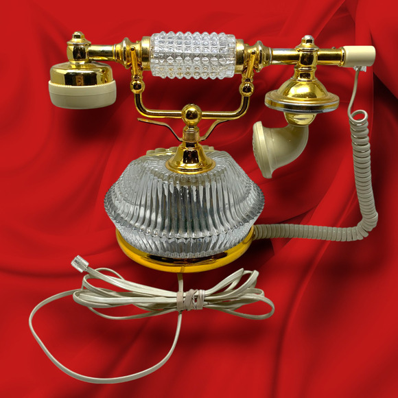 Vintage Shannon Crystal Hollywood Regency Victorian Phone Land Line Telephone - Picture 5 of 8